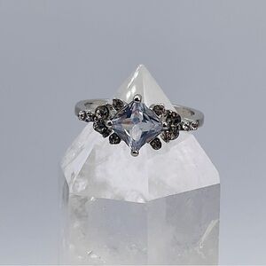 Rhinestone Ring Size 7 Clear Crystal Silver Plated Wedding Jewelry Promise Gift